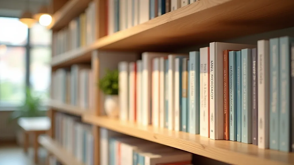 Finanšu izglītības grāmatas un resursi bibliotēkas plauktos
