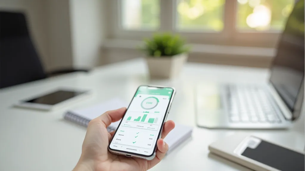 Digitālie iepirkšanās rīki: mobilais telefons ar budžeta aplikāciju, elektroniskā iepirkšanās saraksts ekrānā